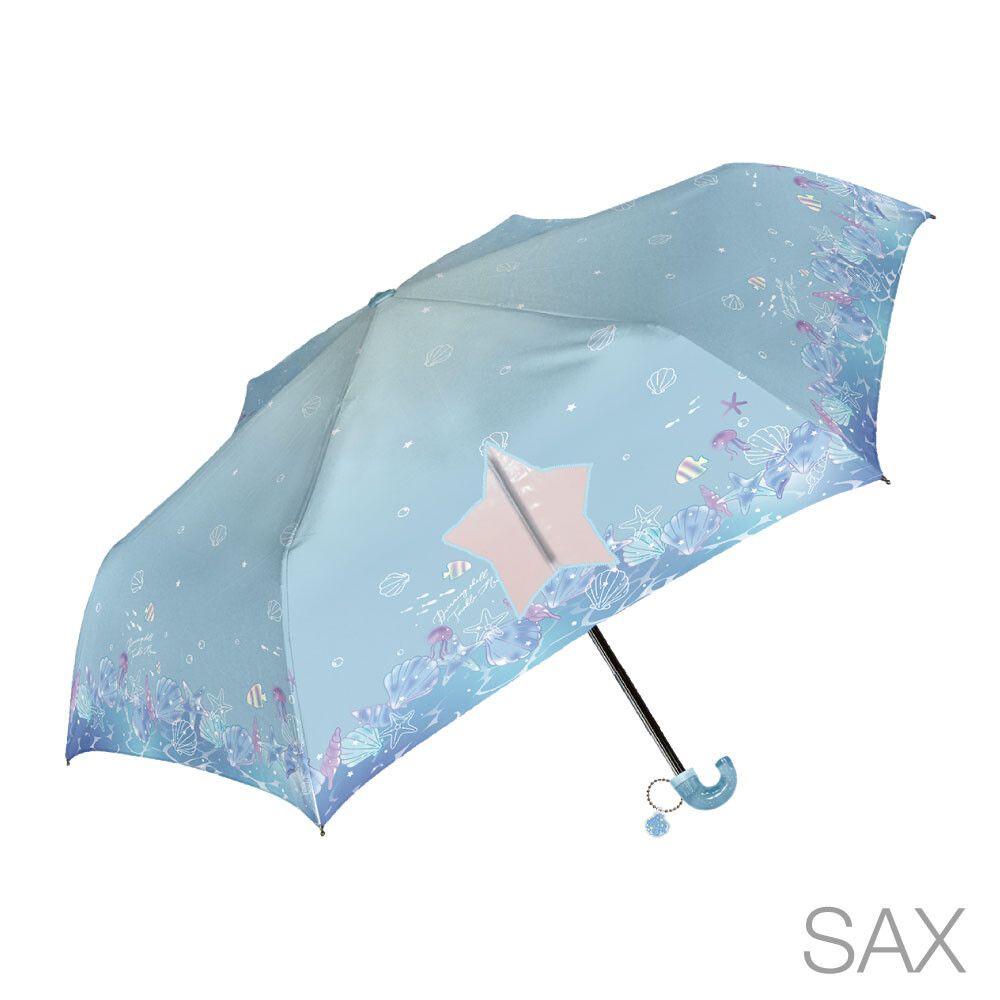 日本中谷 - 輕量透明窗兒童雨傘/折疊傘-夢幻海洋-粉紫 (50cm(身高115-125cm))