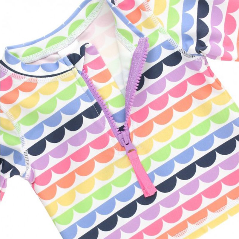美國 RuffleButts - 小女童UPF 50+防曬兩件式長袖泳裝-七彩貝殼