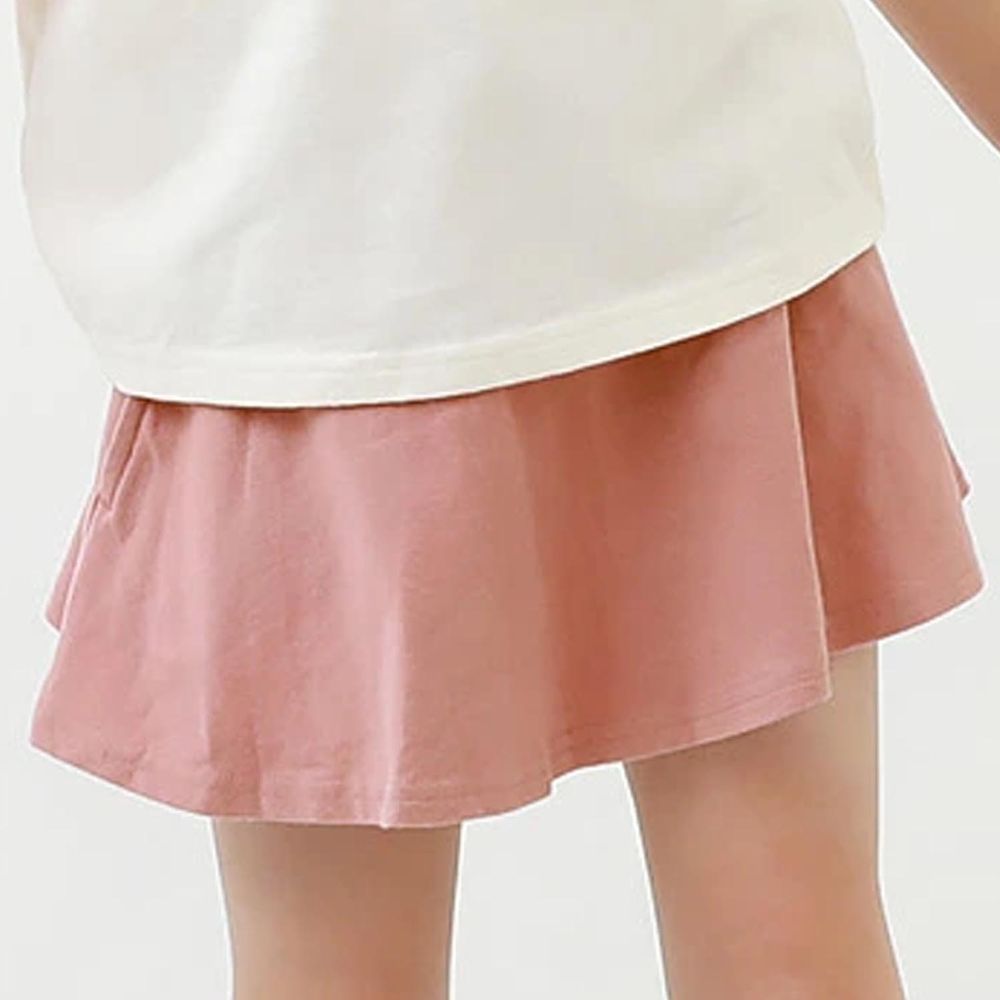 日本 devirock - 活力百搭素色口袋短裙-煙燻粉