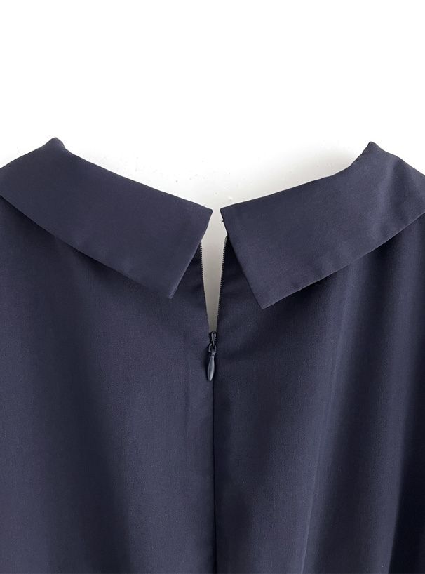 日本 GRL - 優雅翻領澎澎袖魚尾洋裝-淺米杏