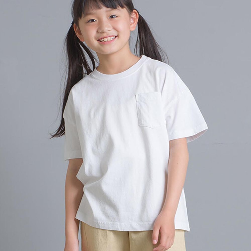 日本 OMNES - 無印風超透氣口袋短袖上衣-白