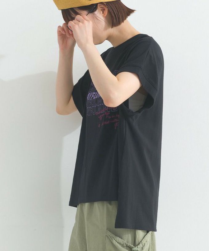 日本 Lupilien - 16OE天竺棉 法式英文標語短袖上衣-白