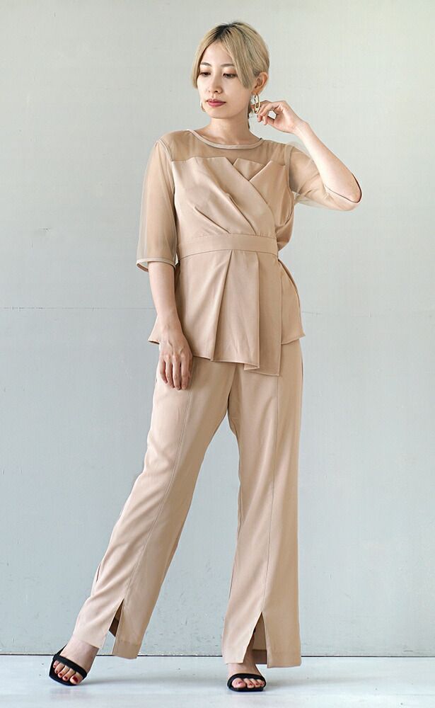 日本 zootie - 前開衩垂墜感西裝褲-淺卡其