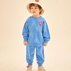 韓國 Care Bears - 聯名款滿版素描熊熊長袖套裝-藍