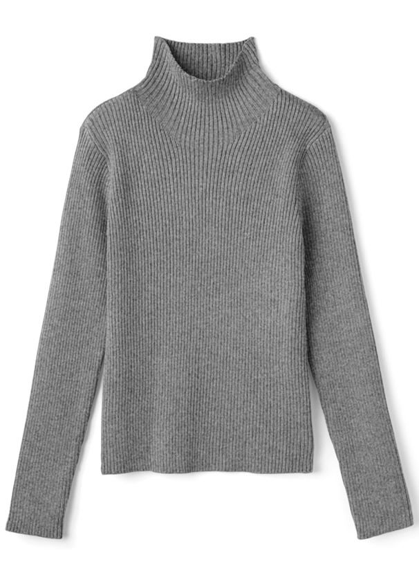 日本 GRL - 立領顯瘦彈性羅紋長袖上衣-皇家藍