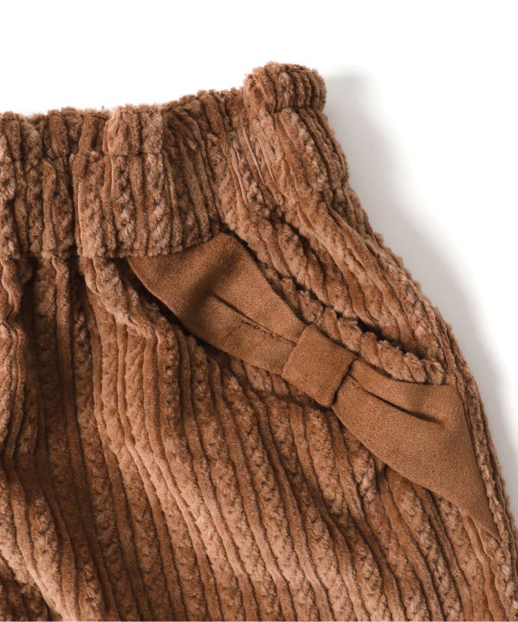 日本 apres les cours - 蝴蝶結口袋燈芯絨短褲-葡萄紫