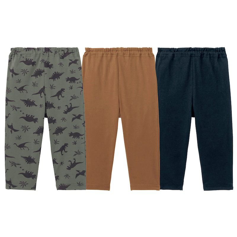 日本千趣會 - GITA 超值百搭七分褲3件組-格子x海軍藍x黑