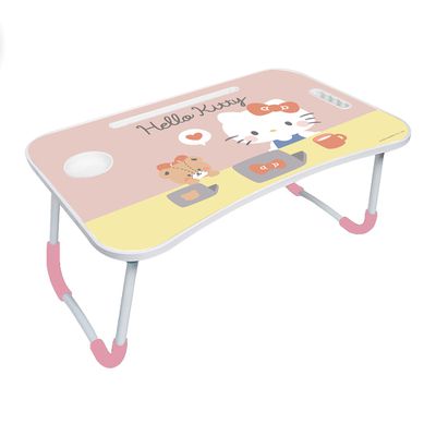 收納王妃 - 三麗鷗Sanrio【辦公KITTY】摺疊床上桌 懶人桌 小桌子 附杯架 摺疊桌