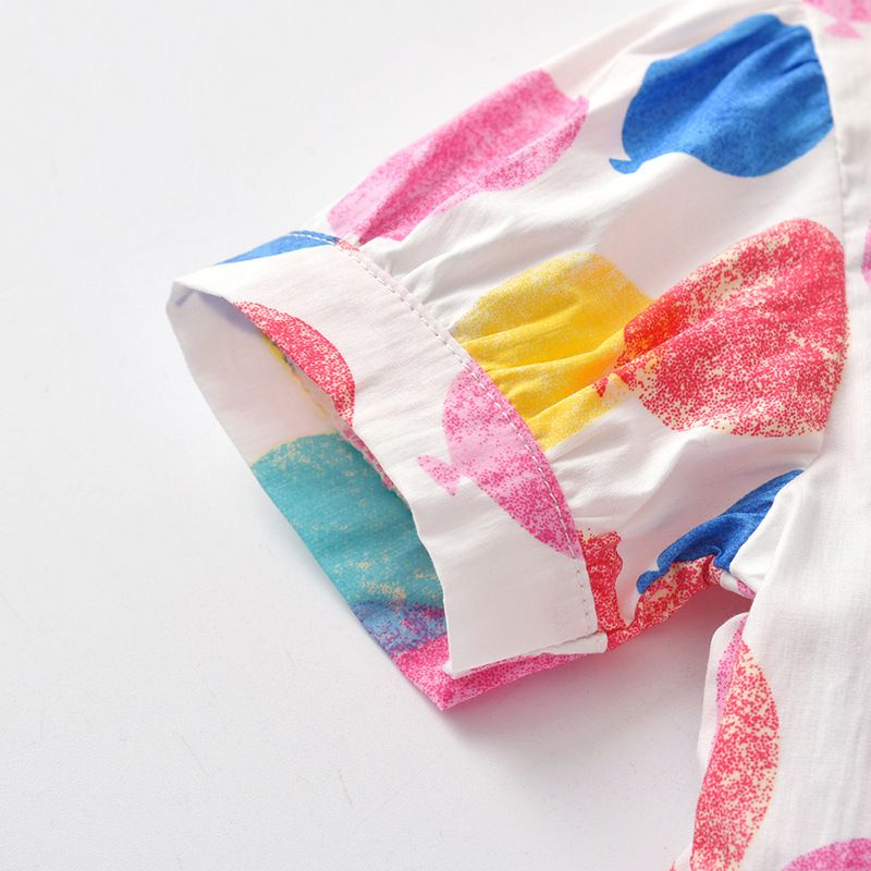 泡泡袖收腰公主裙-繽紛氣球-白底