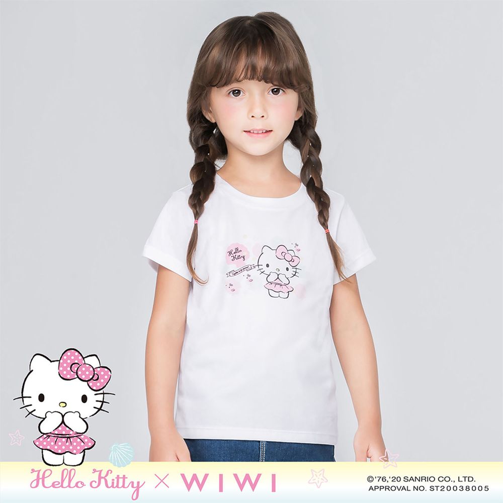 WIWI - 短版-泳裝Hello Kitty防曬排汗涼感衣-童-純淨白