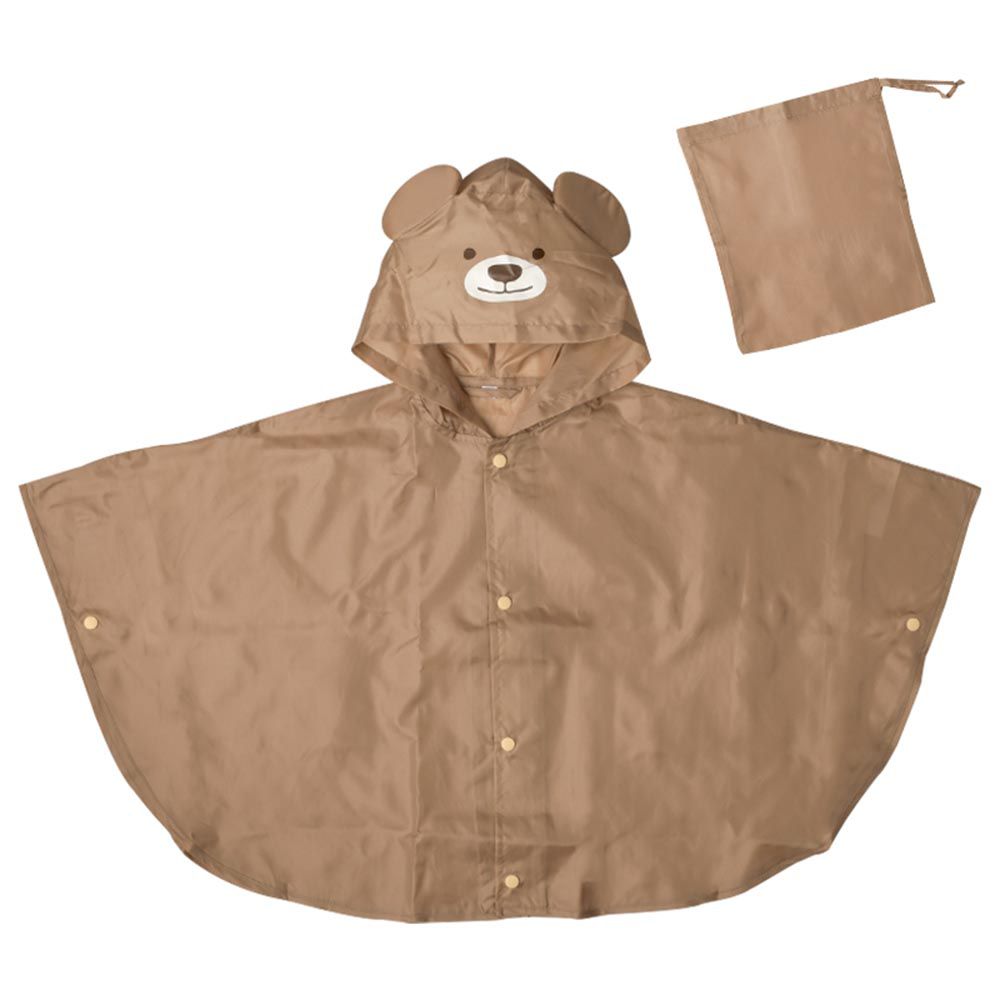 akachan honpo - 動物造型短斗篷式雨衣-小熊-咖啡色