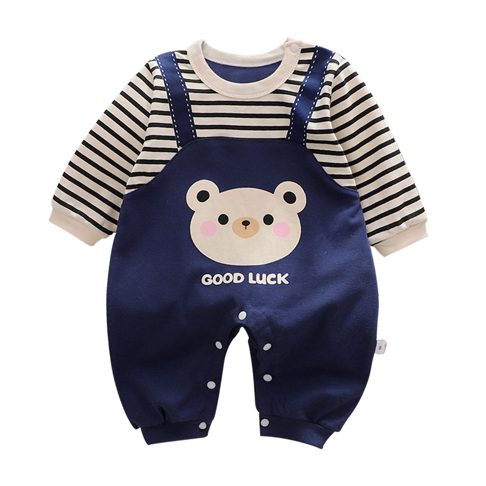 嬰幼兒長袖連身衣 寶寶長袖包屁衣 聖誕-藍小熊