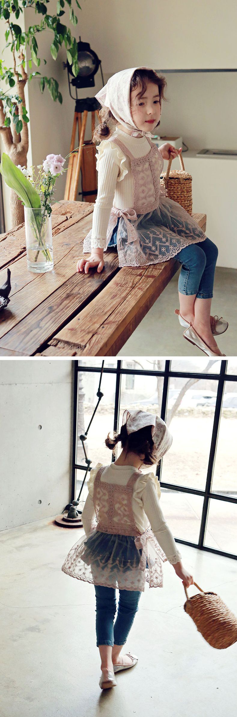 韓國 PuellaFLO - 蝴蝶結蛋糕裙長褲-深藍