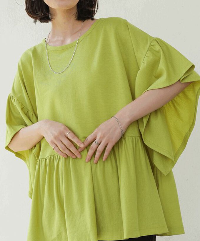 日本 Bab - 透氣嫘縈飄逸大寬袖上衣-杏棕