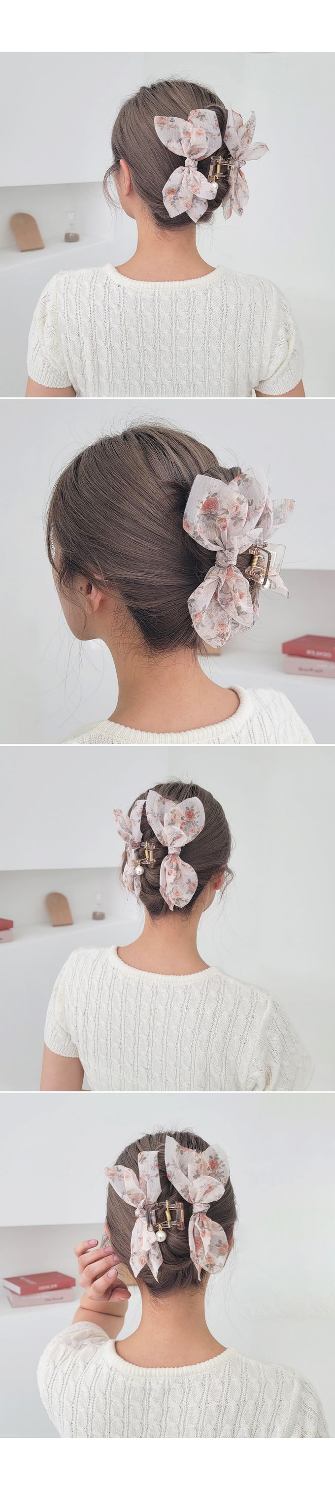 韓國 Soo&Soo - 正韓製浪漫花采蝶結髮夾/抓夾-天空藍