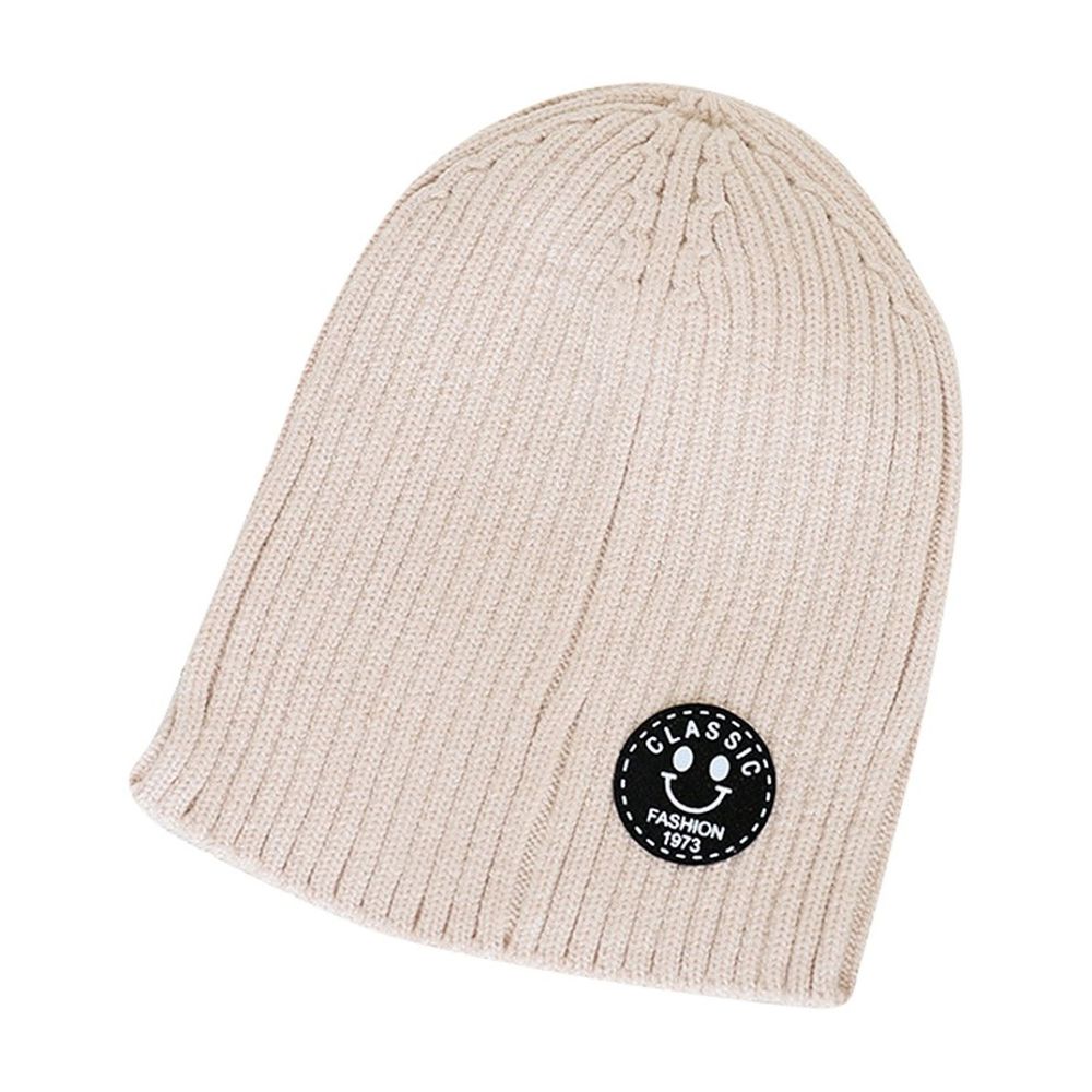 JoyNa - 針織護耳帽 基本款毛帽 童帽 保暖帽-米色 (適戴頭圍約40-55cm)