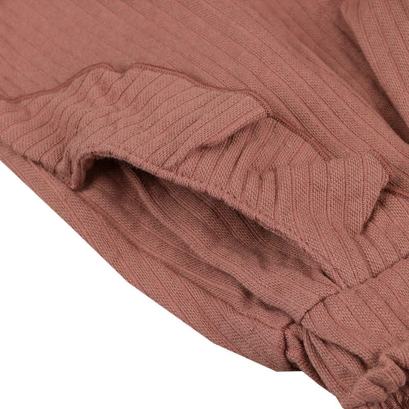 akachan honpo - 短褲 針織泡泡紗-咖啡色