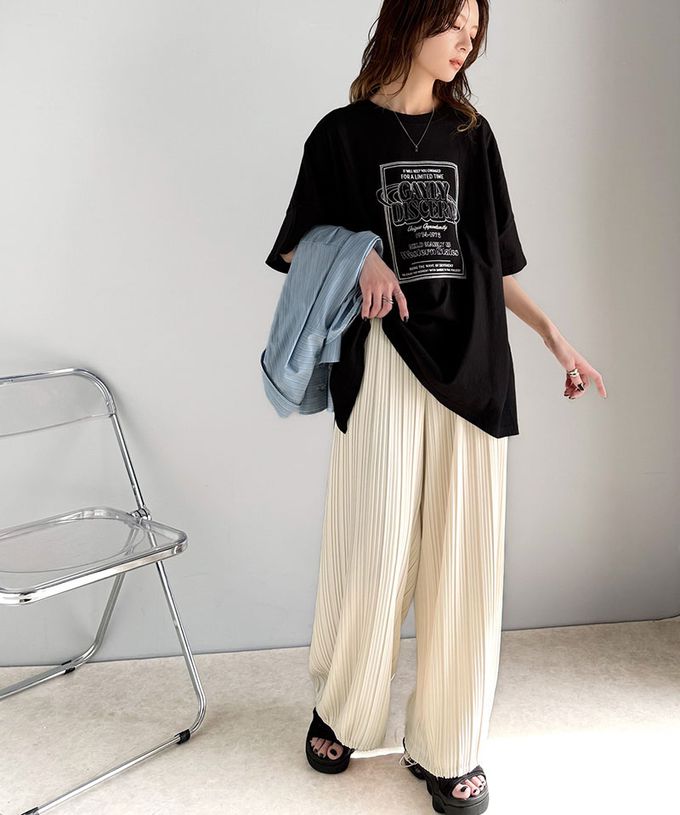 日本 Classical Elf - 羅紋長腿線條感率性寬褲-(下襬抽繩)-淺灰杏