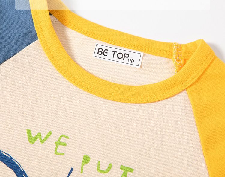 純棉圓領長袖上衣-吐司三兄弟-灰+深藍+綠