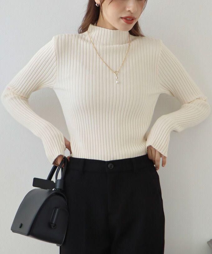 日本 BLUE EAST - 小立領坑條針織上衣-果實紅