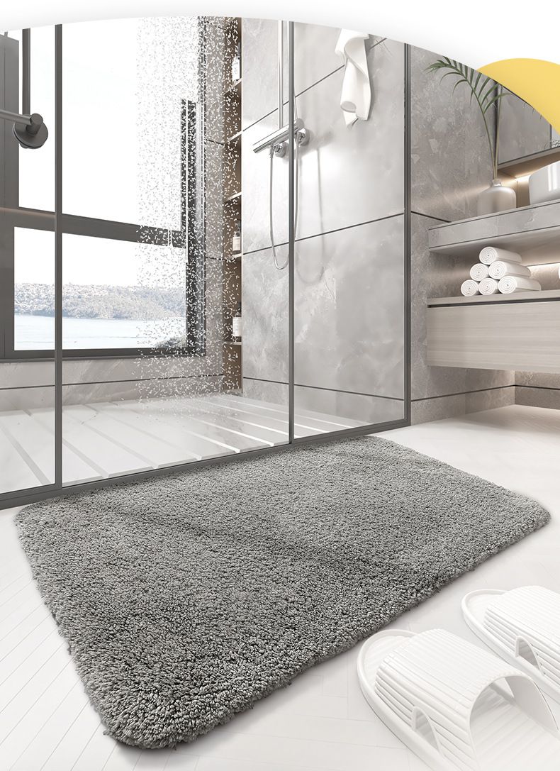 (加厚)快速吸水植絨浴室腳踏墊-白色