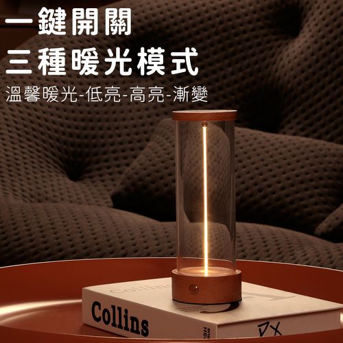 量子小夜燈/露營燈/三檔調光床頭燈/氣氛燈/呼吸燈-木座