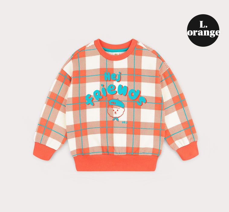 韓國 HEJMINI - 小畫家狗狗絡紋暖絨套裝-橘