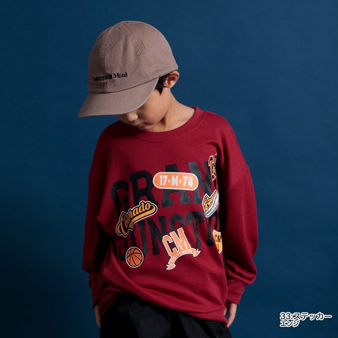 日本 BRANSHES - 裏毛舒適美式休閒上衣-THEATER-黑x藍