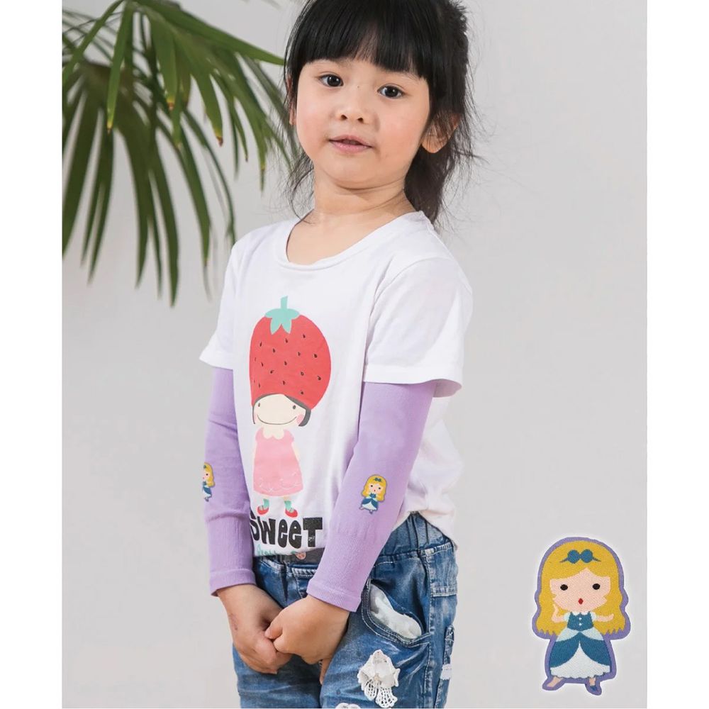 貝柔 Peilou - UPF50+兒童高效涼感防蚊抗UV袖套-(貼布繡)-灰姑娘-紫 (F)