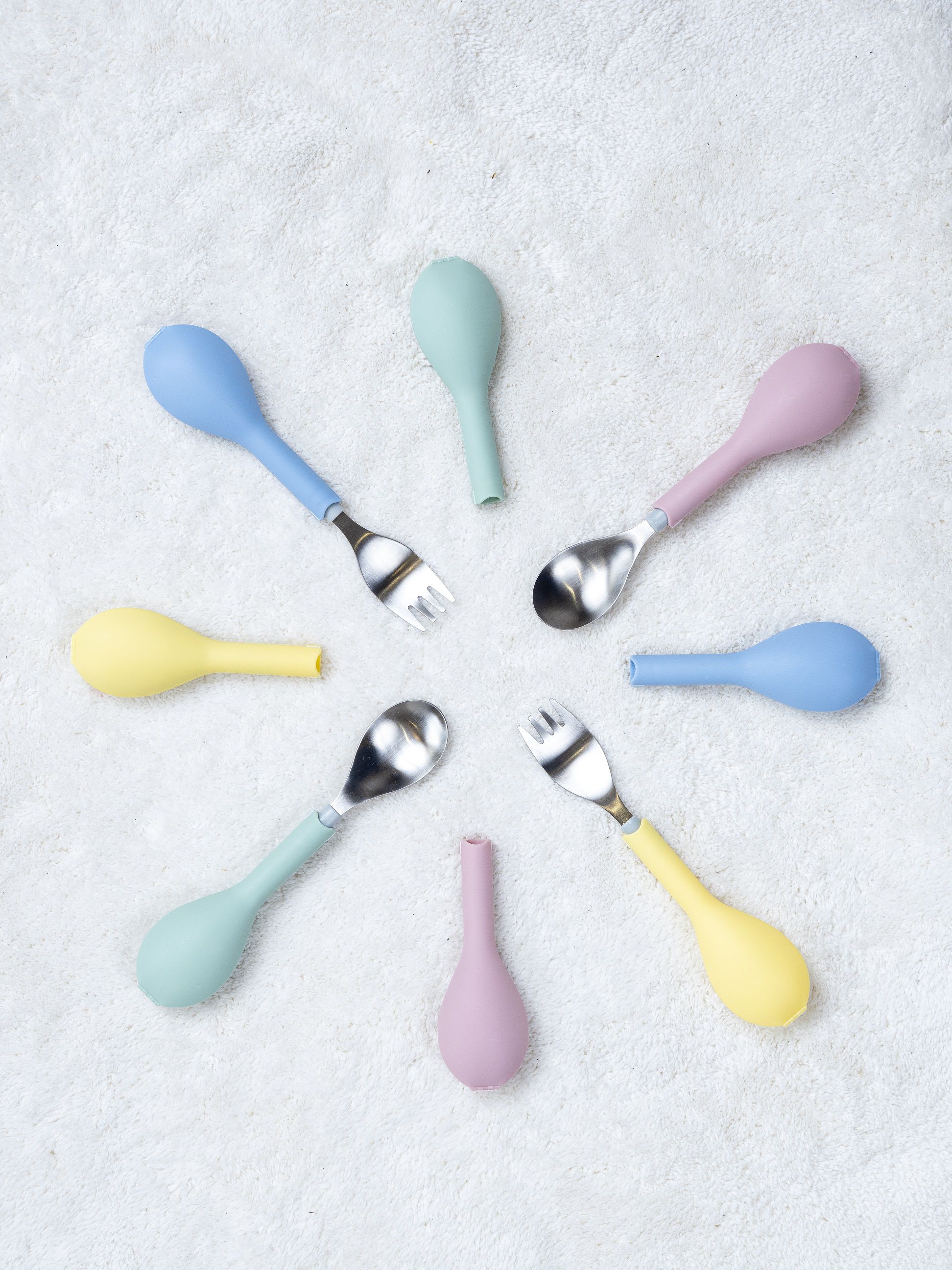 FlipGo - 翻滾吧湯叉組-湯匙+叉子-寂靜藍