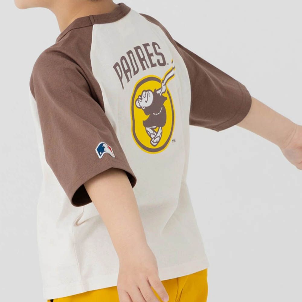 MLB 撞色短袖上衣-聖地牙哥教士-淺棕x摩卡