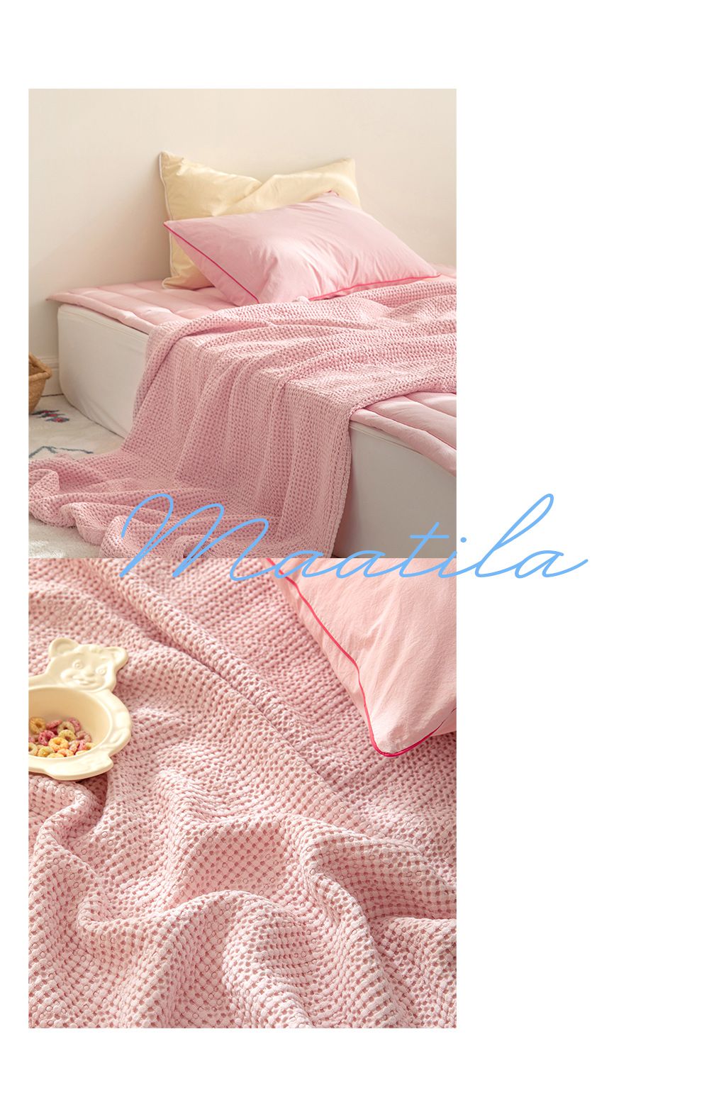 韓國 Maatila - (兒童款)天絲莫代爾鬆餅被毯-草莓優格 (130X170cm)