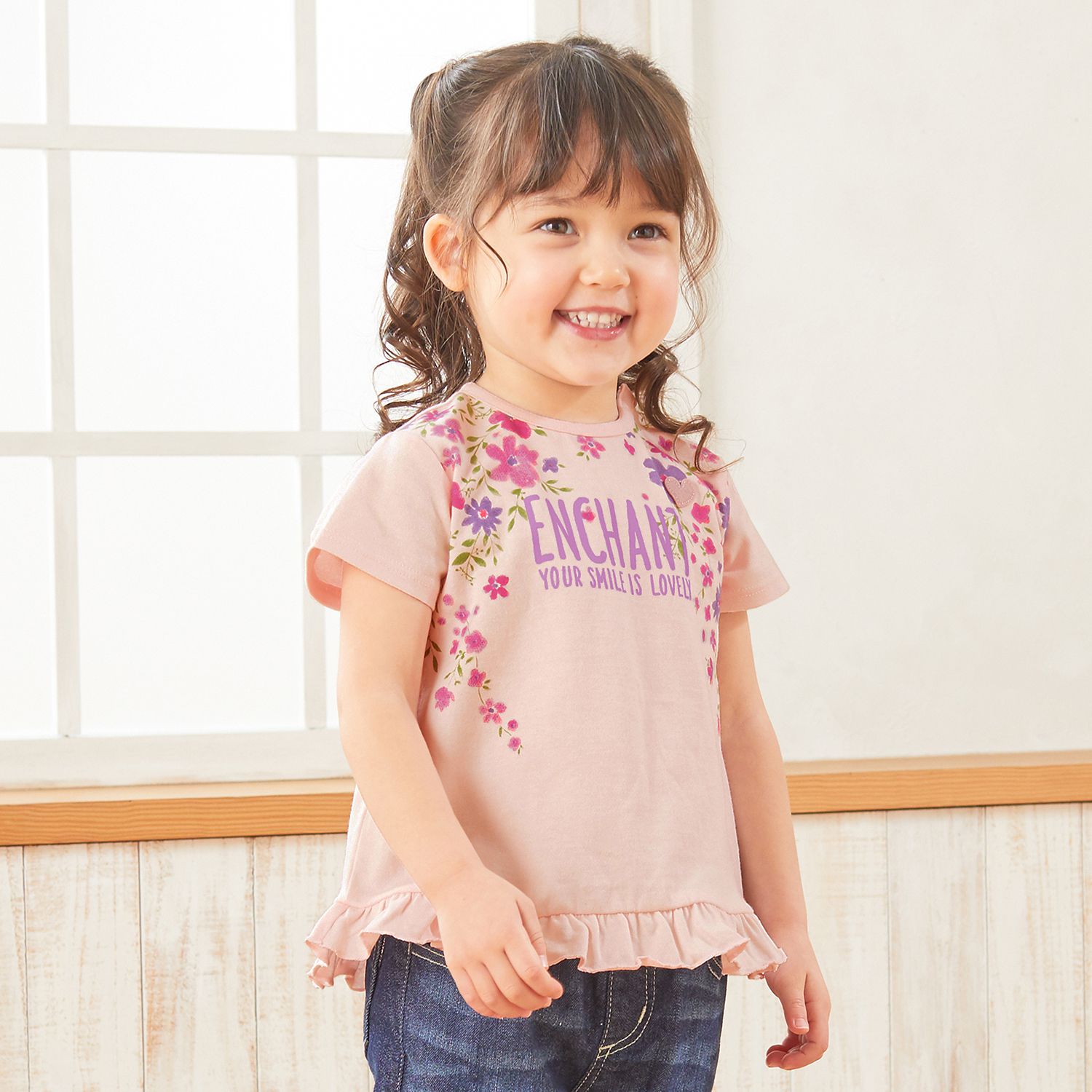 日本千趣會 - GITA 天竺棉印花短T-格紋愛心-深藍