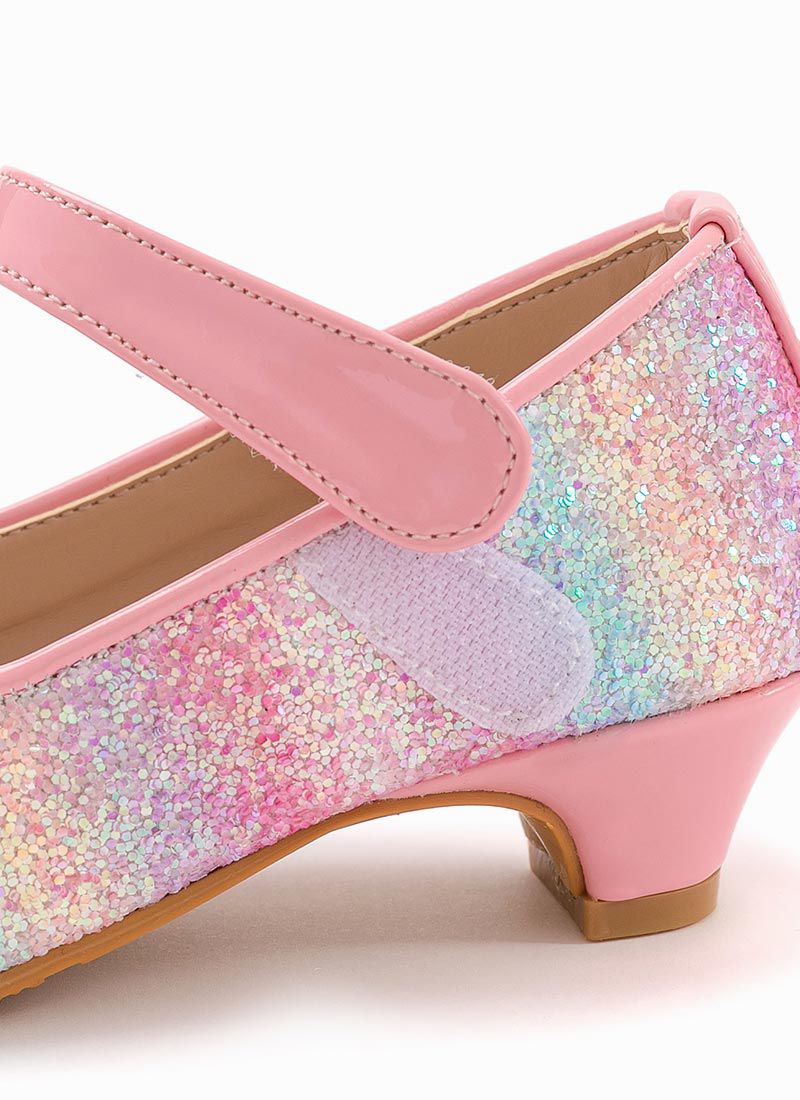 韓國 OZKIZ - 夢幻人魚色亮粉低跟皮鞋