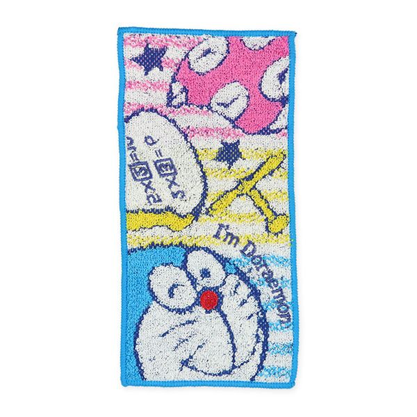 日本西松屋 - 純棉上學擦手巾/手帕(2入組)-哆啦A夢-藍 (10×20cm)