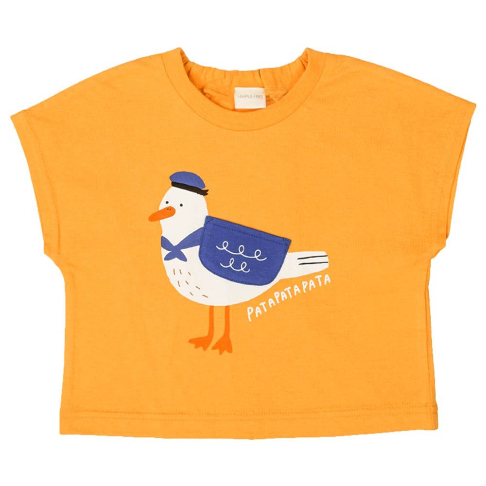 短袖T恤-印花-橘色