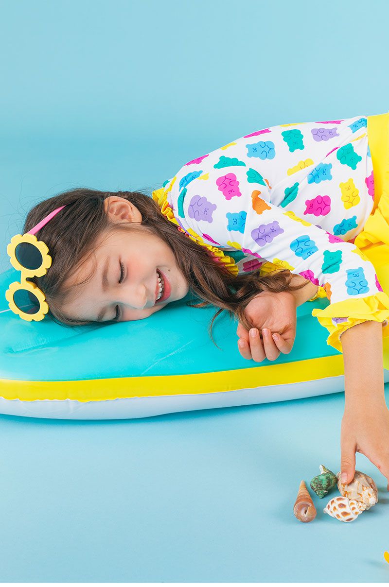 韓國 OZKIZ - 抗UV防曬兒童泳裝-三件組-熊熊軟糖