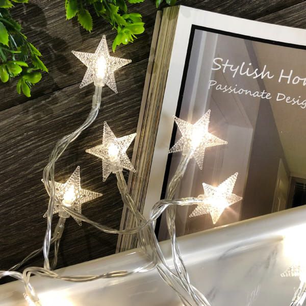 TROMSO - 星星燈串/聖誕燈飾/耶誕掛飾配件-超值2入組-LED電池盒式-暖黃光 (約300cm)-一串20燈/約80g