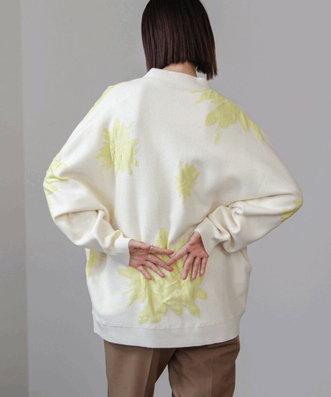 日本 Bab - 唯美花卉寬鬆感針織開襟外套-白