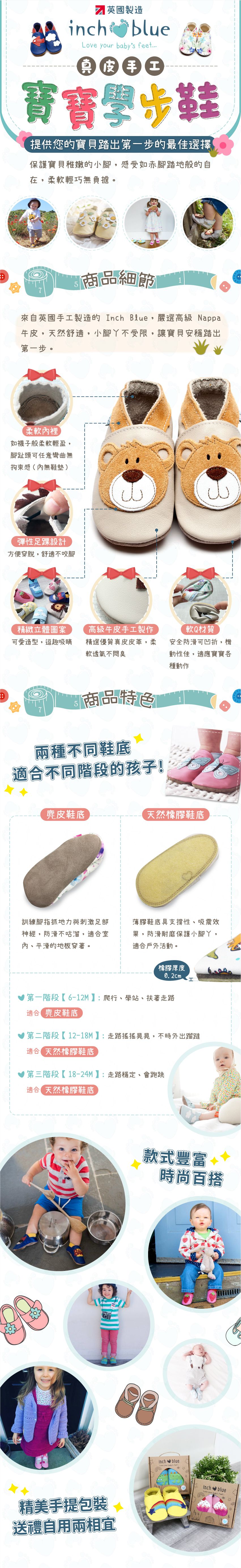 英國Inch Blue - 真皮手工寶寶鞋-莓果樂園