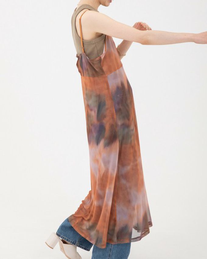 日本 gleam - 穿搭有型 暈染透膚細肩帶洋裝-水藍系