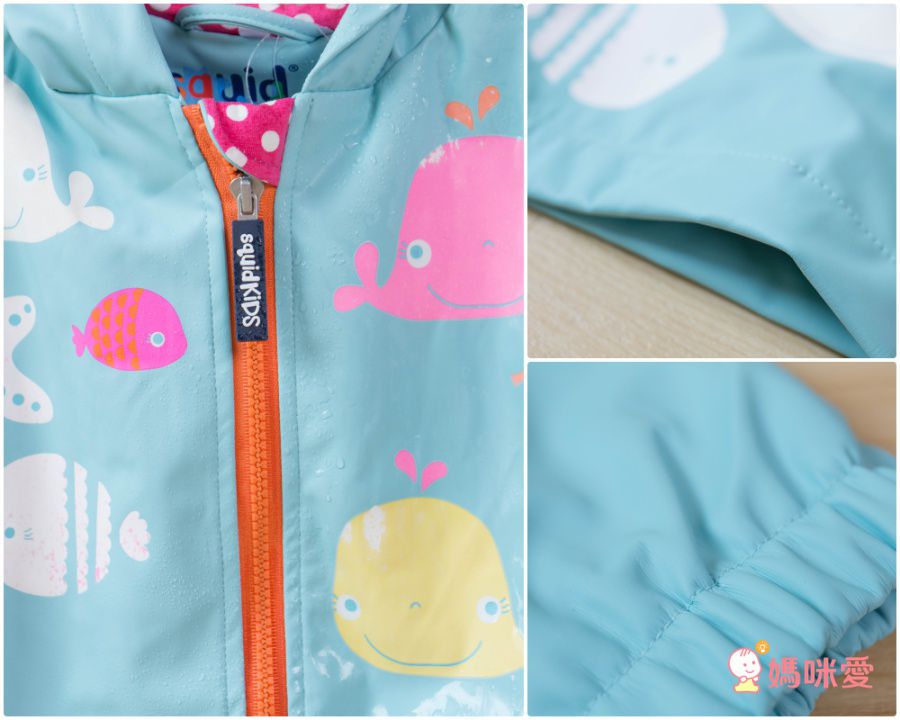 英國 Squid Kids - 厚款變色雨衣-半彩色海星-水藍