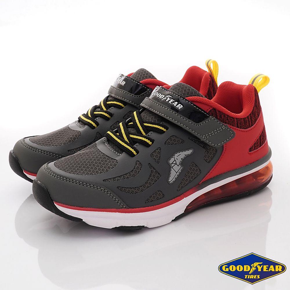 GOODYEAR - 固特異氣墊慢跑童鞋(中大童段)-運動鞋-灰紅