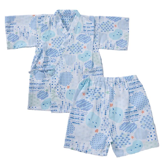 akachan honpo - 兩件式甚平-海-淺藍色