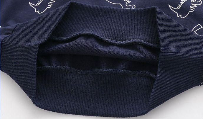 WELLKIDS - 棉質圓領長袖上衣-簡畫小恐龍-灰色