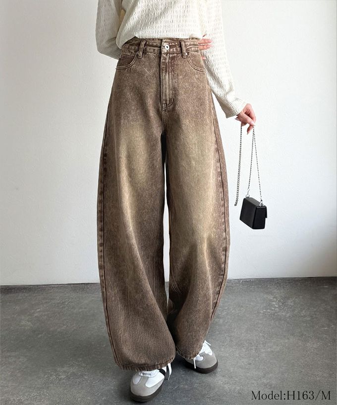 日本 Classical Elf - 俐落百搭刷色感彎月弧型丹寧褲-黑