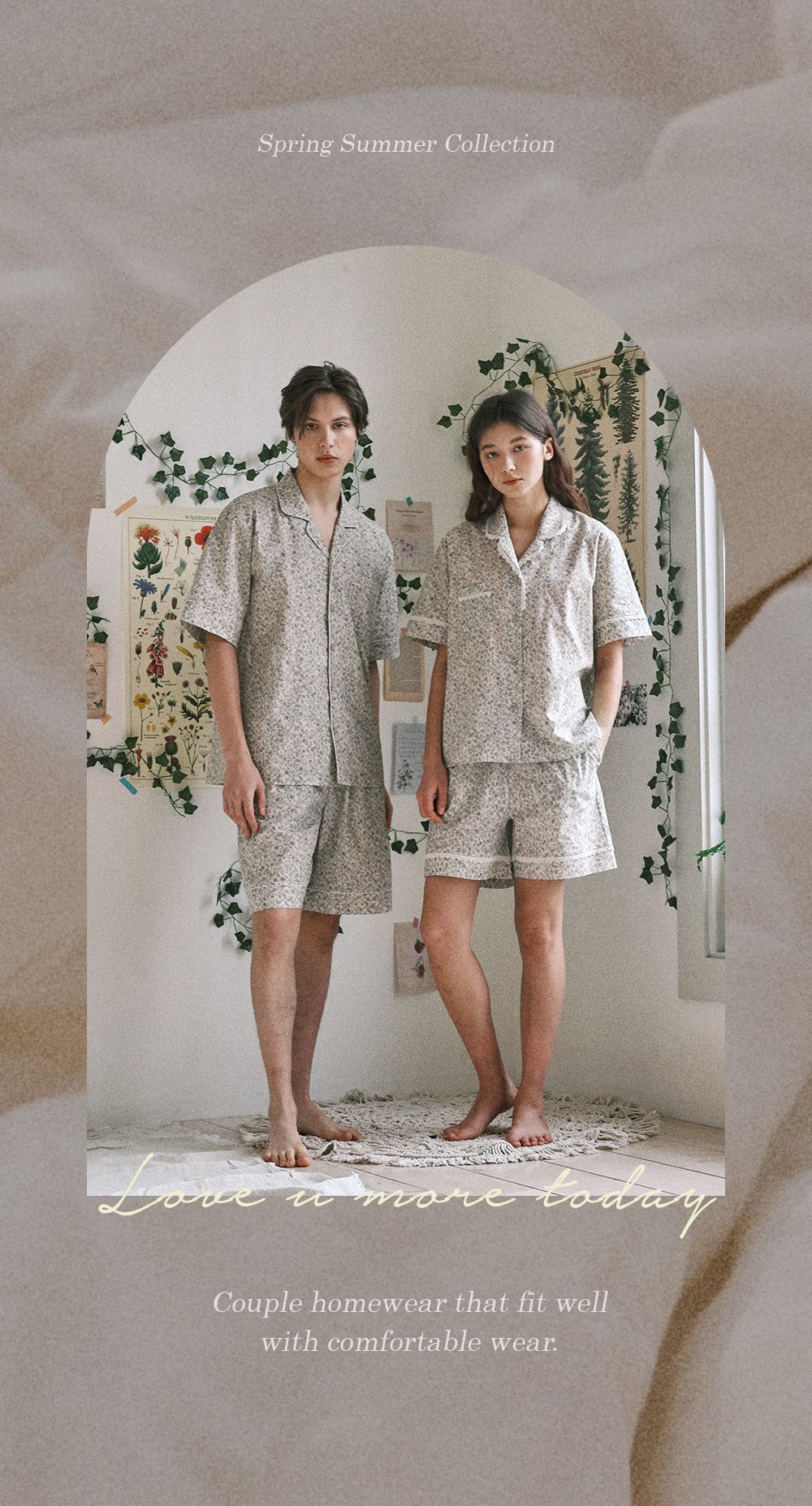 韓國 ULLALA - 滿版碎花短袖睡衣(兩件式) (FREE)