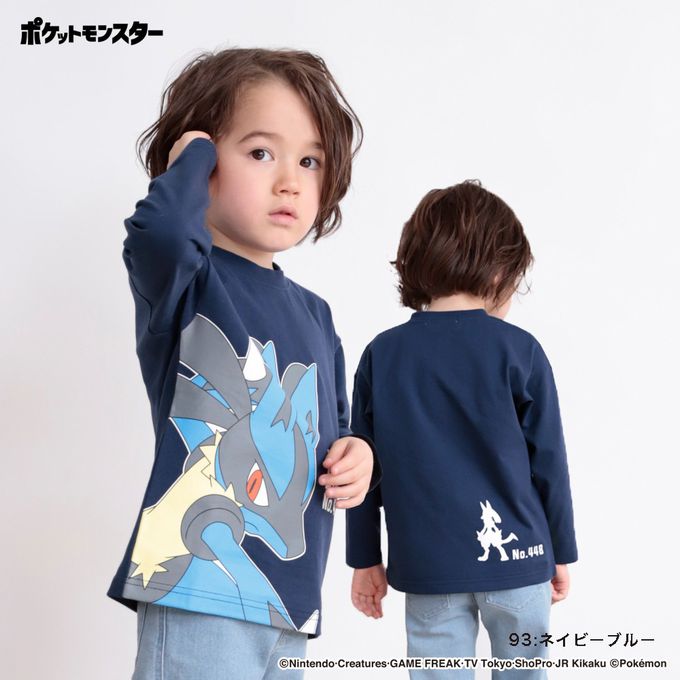 日本 BRANSHES - 超帥寶可夢前後印花長袖上衣-路卡利歐-海軍藍