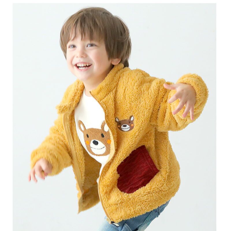 日本 ZOOLAND - 防寒刷毛保暖外套/夾克-熊熊-水藍