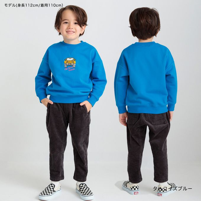 日本 BRANSHES - 吉普車刺繡裏毛長袖上衣-藍